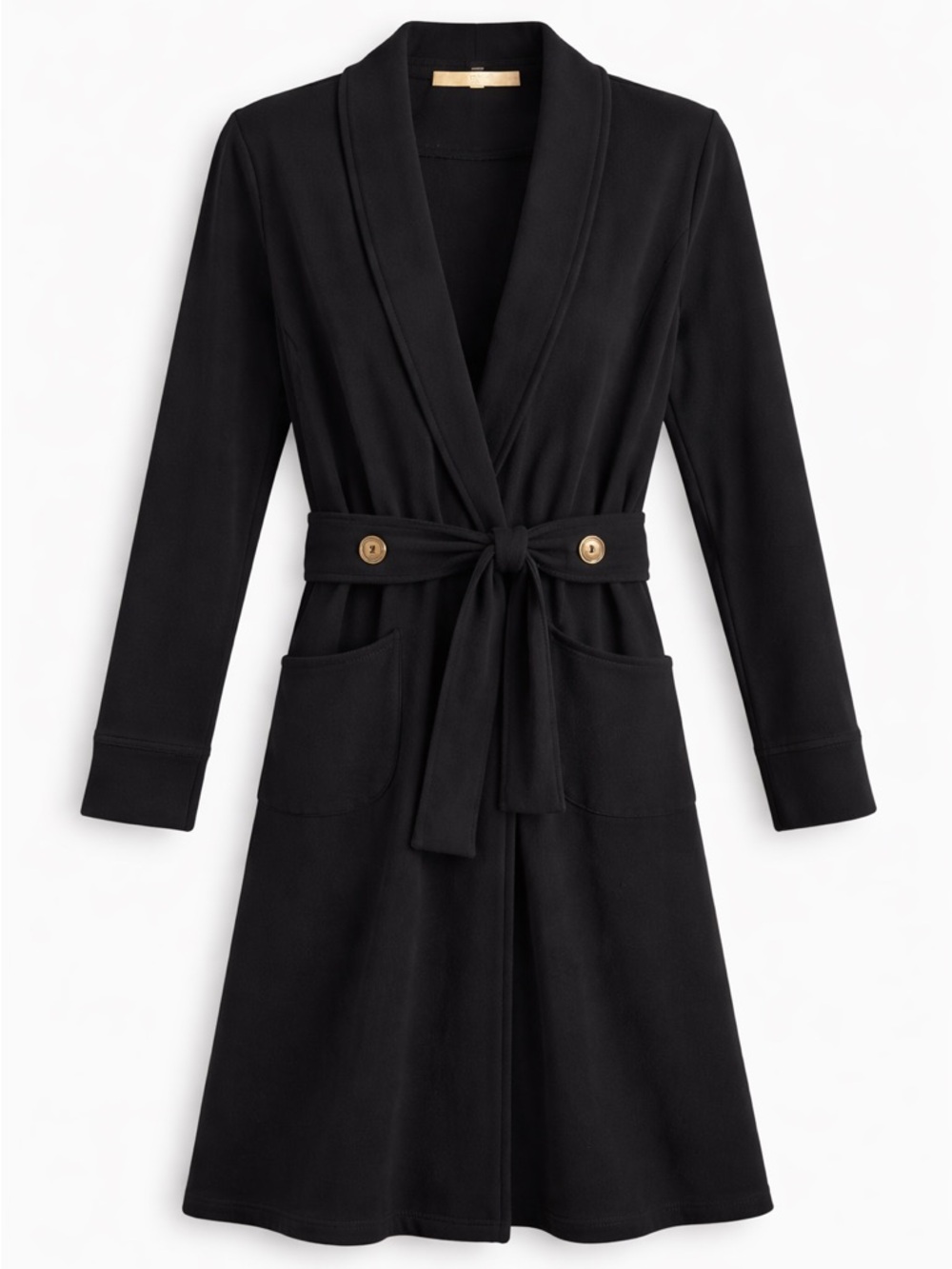 Testimony Los Angeles Duster Jacket Large Black French Terry Button Back USA